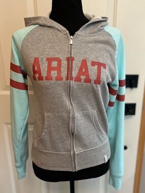 Women’s Ariat Booster gray mint green maroon full front zipper hoodie.Size small